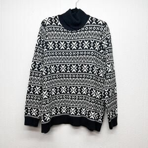 Lands' End Chunky Knit Sweater Womens 2X Cotton Turtleneck Winter Travel Nordic